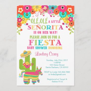 Fiesta Baby Shower Invitation~ Piñata And Flowers Invitation by Pixabelle at Zazzle