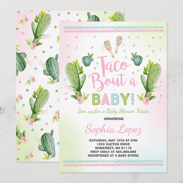 Fiesta Baby Shower Invitation Taco Bout A Baby (Front/Back)