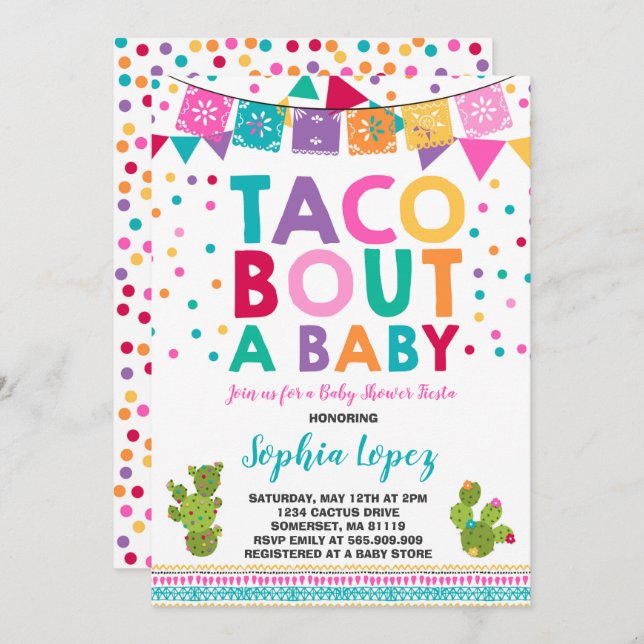 Fiesta Baby Shower Invitation Taco Bout A Baby (Front/Back)