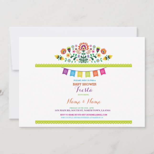 Fiesta Baby Shower Mexican Floral Mexico Invite (Front)