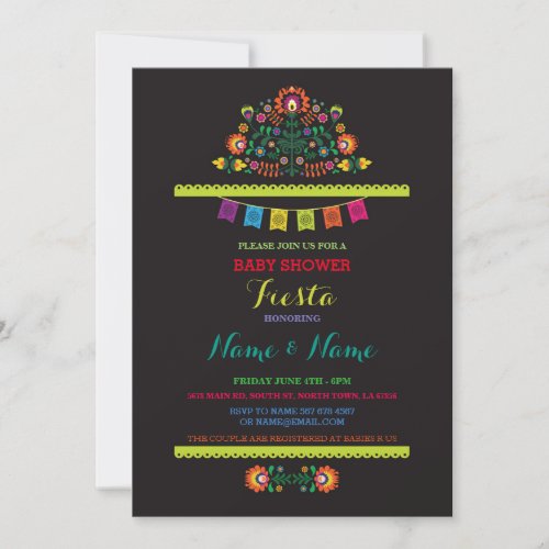 Fiesta Baby Shower Mexican Girl Boy Bright Invite