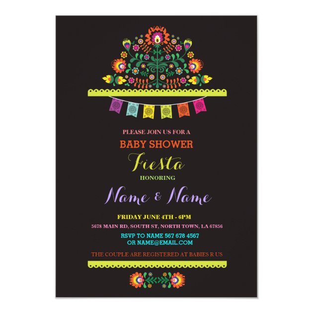 Fiesta Baby Shower Mexican Girl Boy Floral Invite