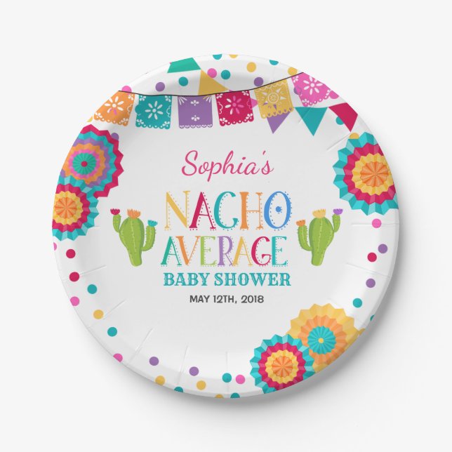 Fiesta Baby Shower Paper Plate Nacho Average Party (Front)