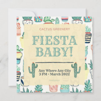 Fiesta Baby Sprinkle Invitation Cactus Greenery