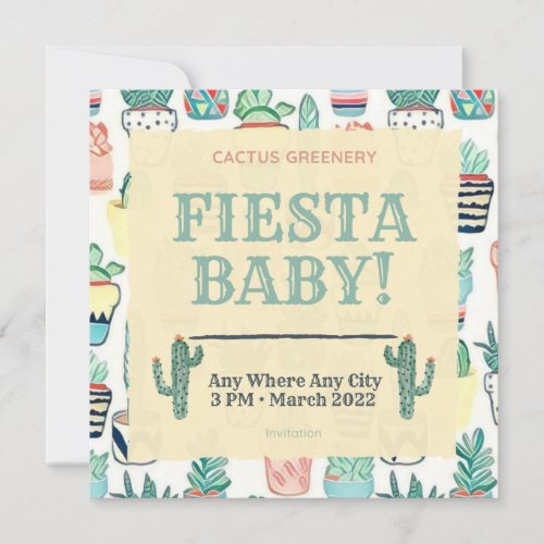 Fiesta Baby Sprinkle Invitation Cactus Greenery