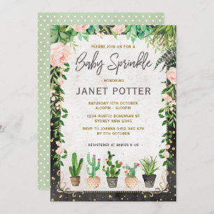 Fiesta Baby Sprinkle Invitation Cactus Greenery