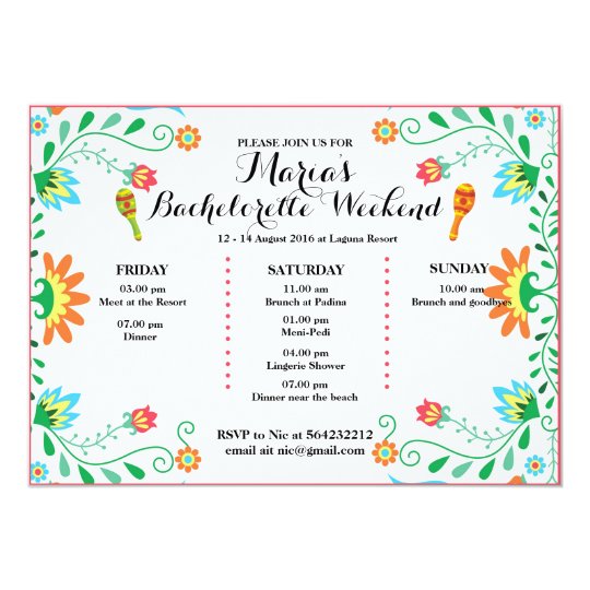 fiesta bachelorette party itinerary invitation invitation zazzle com