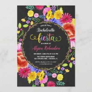 Fiesta Bachelorette Party, Mexican theme floral Invitation