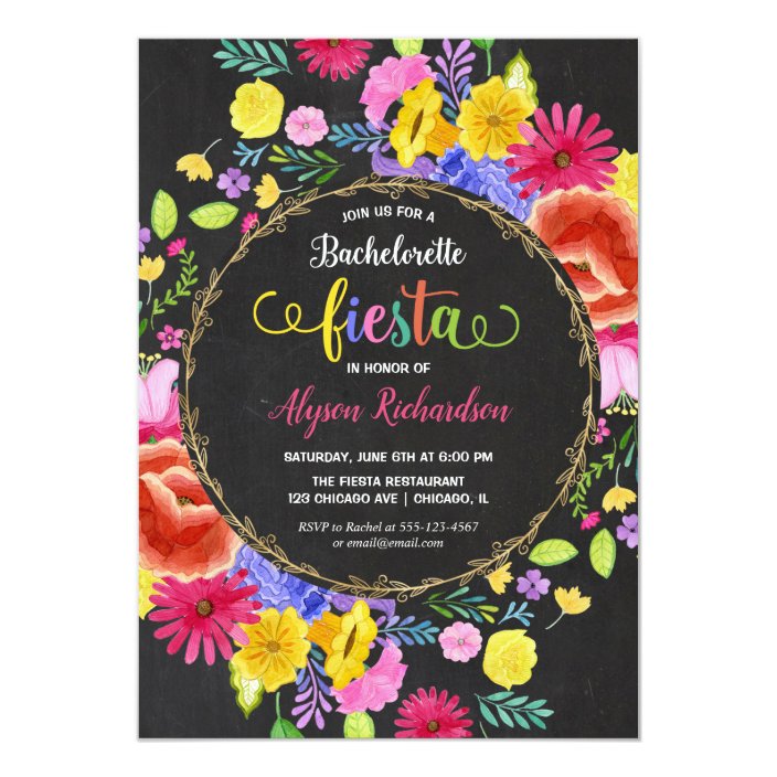 Fiesta Bachelorette Party Mexican Theme Fl Invitation Zazzle Fiesta Bachelorette Party Mexican