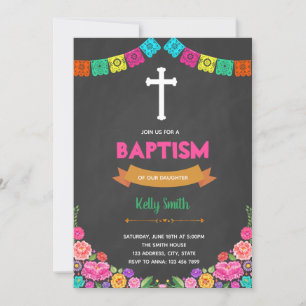 Fiesta baptism party invitation