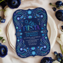 Fiesta Birthday Blue Invitation