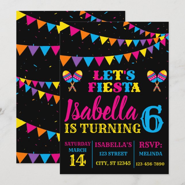 Fiesta Birthday Cinco De Mayo Party Invitation (Front/Back)