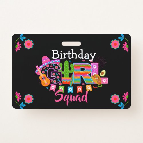 Fiesta Birthday Girl   Mexico Party  Badge