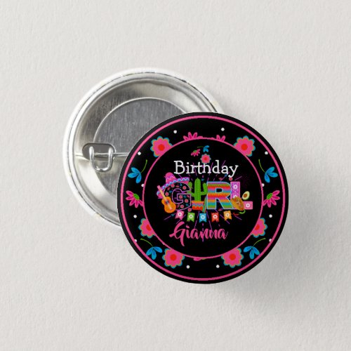 Fiesta Birthday Girl   Mexico Party button