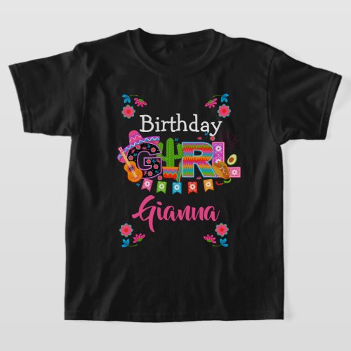 Fiesta Birthday Girl   Mexico Party  custom age T_Shirt
