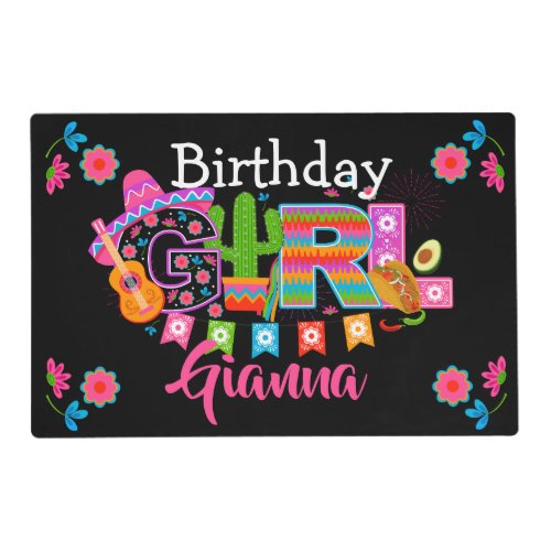 Fiesta Birthday Girl   Mexico Party  Placemat