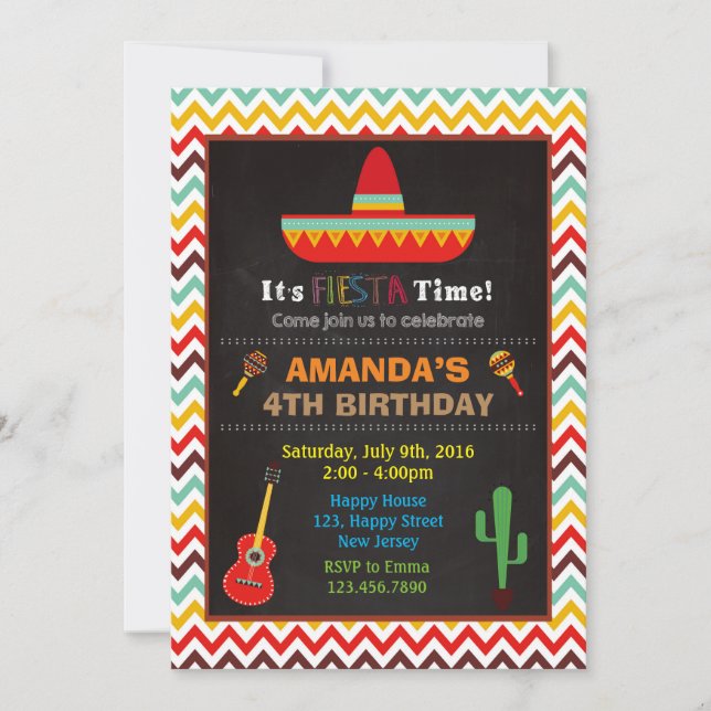 Fiesta Birthday Invitation (Front)