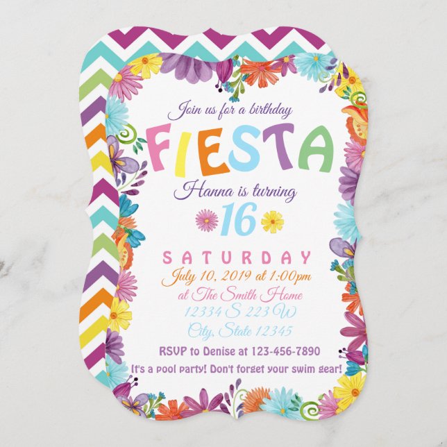 Fiesta Birthday Invitation (Front/Back)