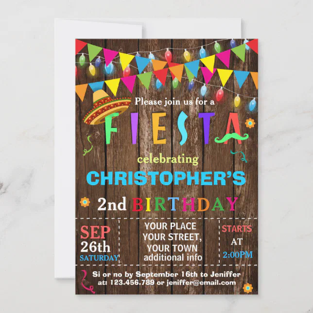 Feista Invitation Fiesta Birthday Invitation | Zazzle