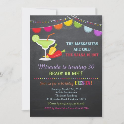 Fiesta Birthday Invitation  Adult Birthday Invite