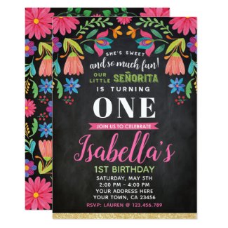 Fiesta Birthday Invitation, Chalkboard Invitation