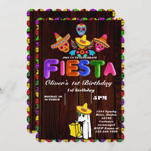 Fiesta Birthday Invitation Chalkboard Mexican