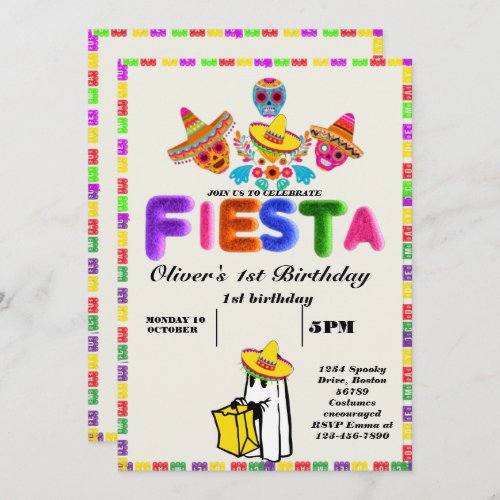 Fiesta Birthday Invitation Chalkboard Mexican