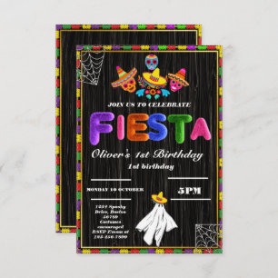Fiesta Birthday Invitation Chalkboard Mexican