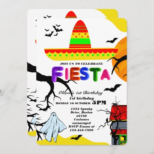 Fiesta Birthday Invitation Chalkboard Mexican