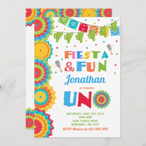 Fiesta Birthday Invitation Fiesta Fun Turning Uno