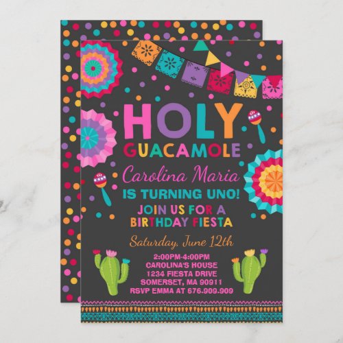 Fiesta Birthday Invitation Holy Guacamole Party