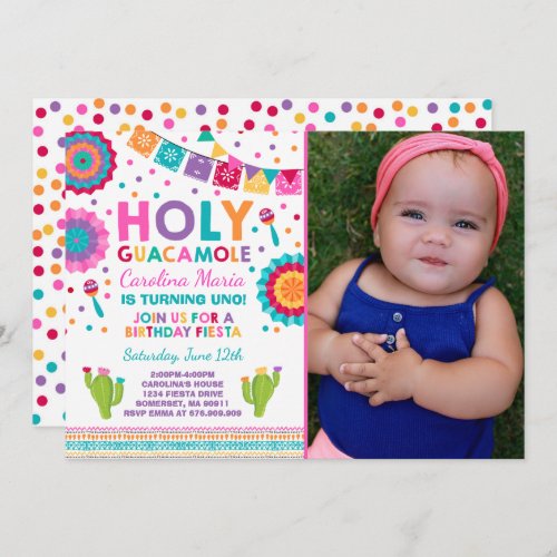 Fiesta Birthday Invitation Holy Guacamole Party