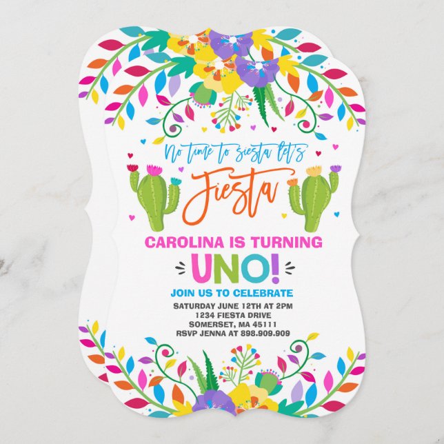 Fiesta Birthday Invitation Mexican Birthday Fiesta (Front/Back)