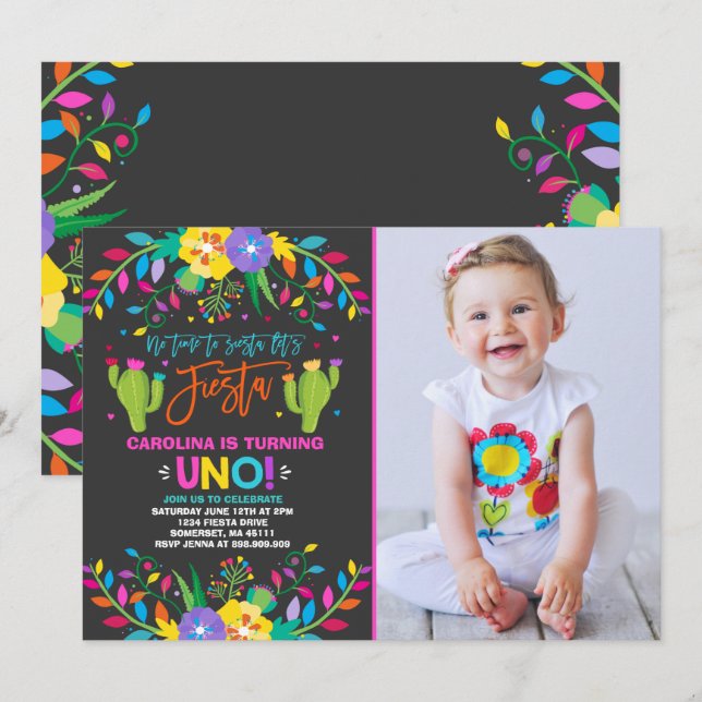 Fiesta Birthday Invitation Mexican Birthday Fiesta (Front/Back)