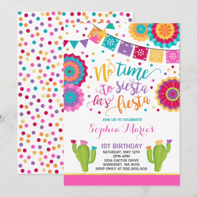 Fiesta Birthday Invitation Mexican Birthday Fiesta (Front/Back)