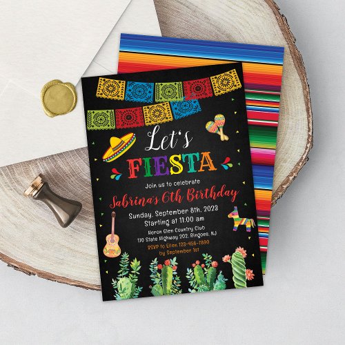 Fiesta Birthday Invitation Mexican Cactus Themed