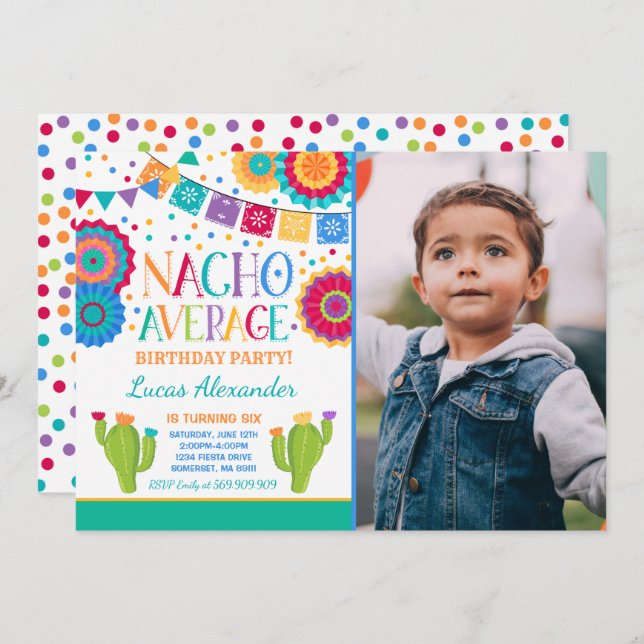 Fiesta Birthday Invitation Nacho Average Party (Front/Back)
