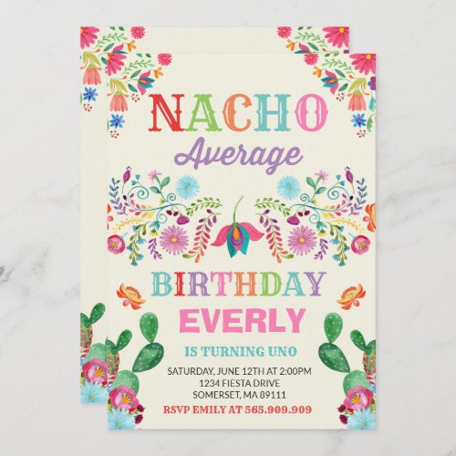 Fiesta Birthday Invitation Nacho Average Party