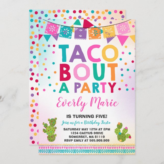 Fiesta Birthday Invitation Taco Bout A Party (Front/Back)