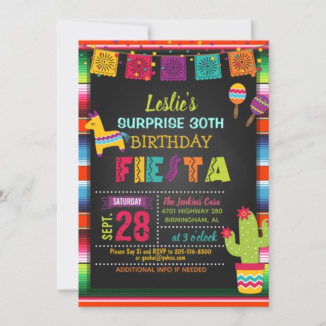 Fiesta Birthday Invitation with Pinata (Front)
