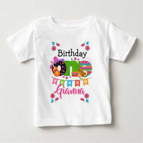 Fiesta Birthday One  Mexico Party  Baby T_Shirt