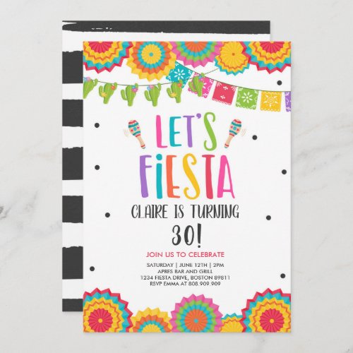 Fiesta Birthday Party Any Age Adult Lets Fiesta  Invitation