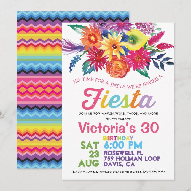 Fiesta BIRTHDAY Party Invitation (Front/Back)