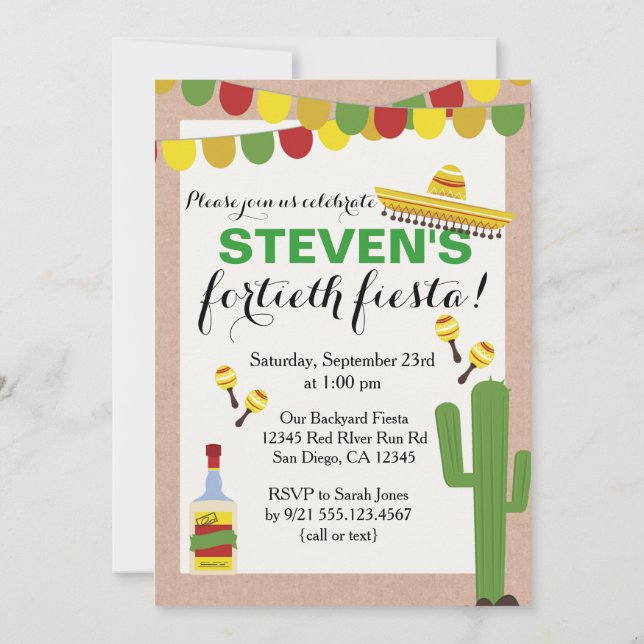 Fiesta Birthday Party Invitation (Back)