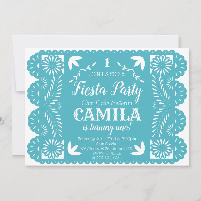 Fiesta Birthday Party Invitation Papel Picado (Front)