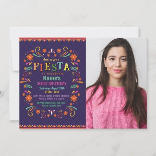 Fiesta Birthday Party Invite Mexican Photo Mexico 