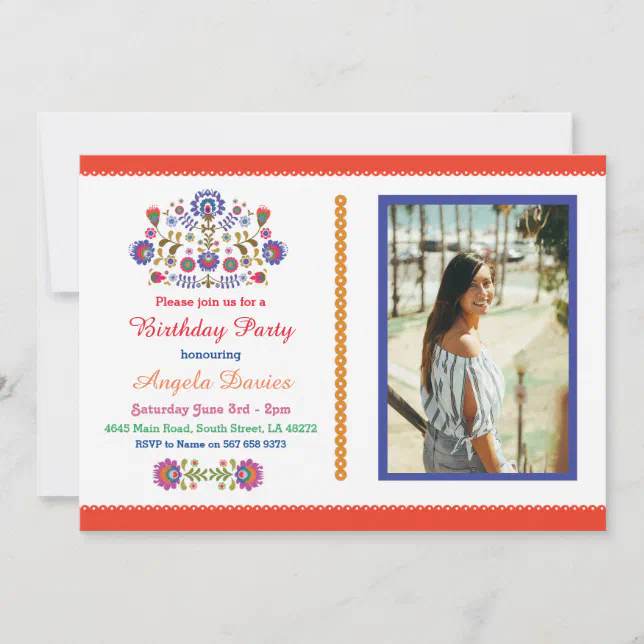 Fiesta Pattern Invite Fiesta Birthday Party Mexican Pattern Invite 15 21 | Zazzle