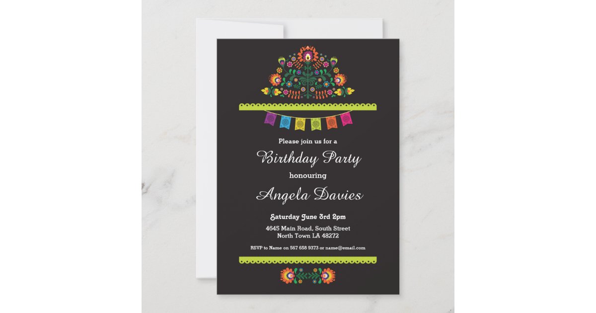 Fiesta Pattern Invite Fiesta Birthday Party Mexican Pattern Invite 30 40 | Zazzle