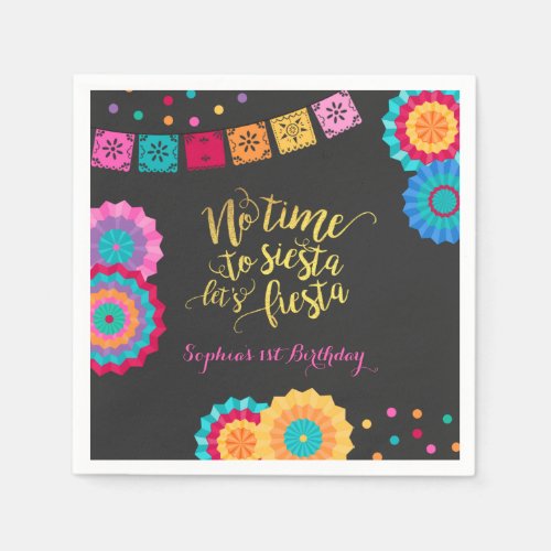 Fiesta Birthday Party Napkin No Time To Siesta