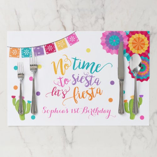 Fiesta Birthday Party Placemat No Time To Siesta